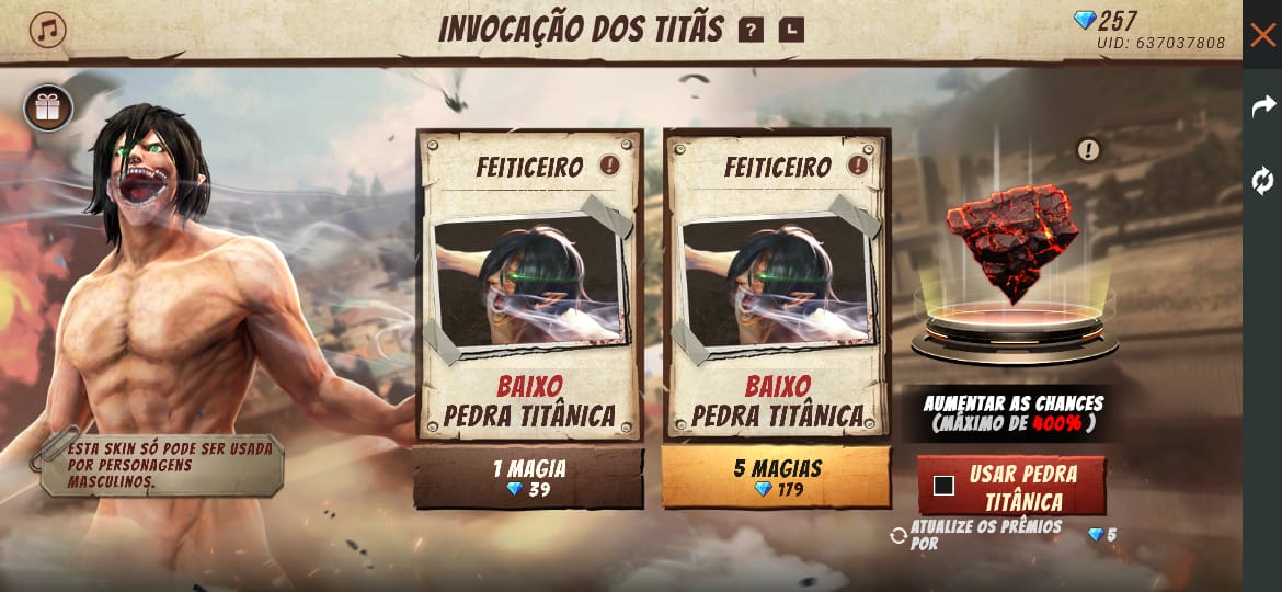 PACOTE TITÃ DE ATAQUE NA INVOCAÇÃO DOS TITÃS Mania Free Fire