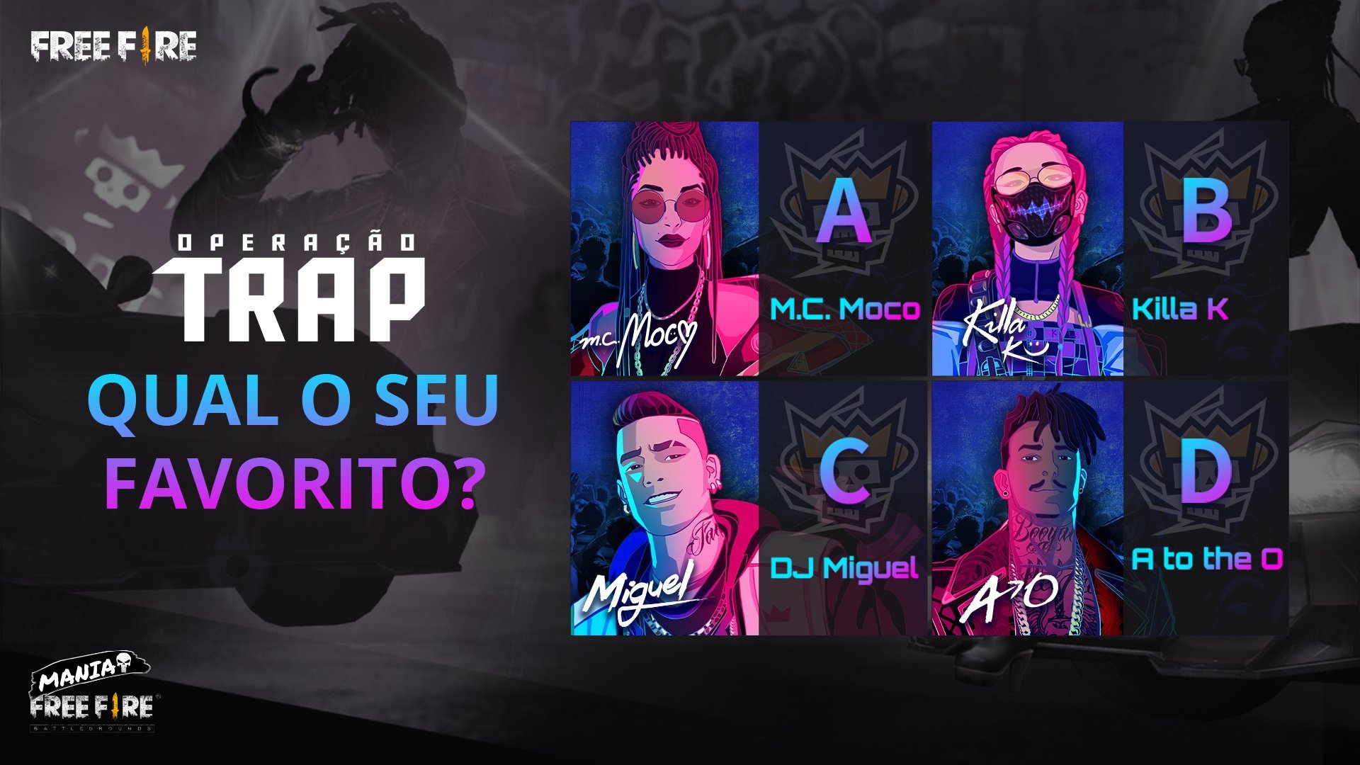 Códigos das Skins do Passe de Elite Free Fire Operação Trap