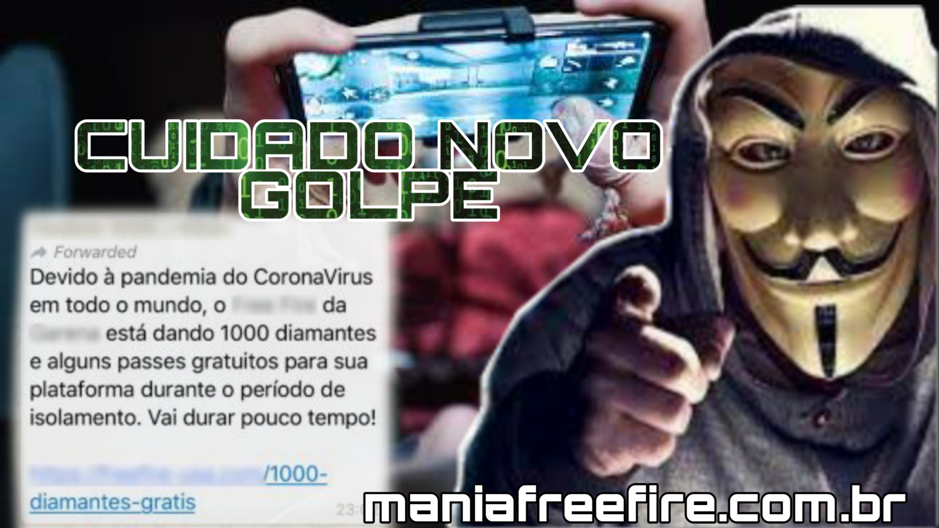 Golpe promete prêmios a jogadores de Free Fire