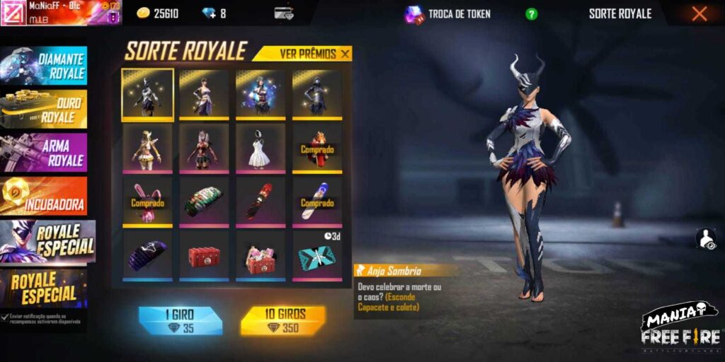 Free fire skins feminina  Dama de vermelho, Feminino, Free