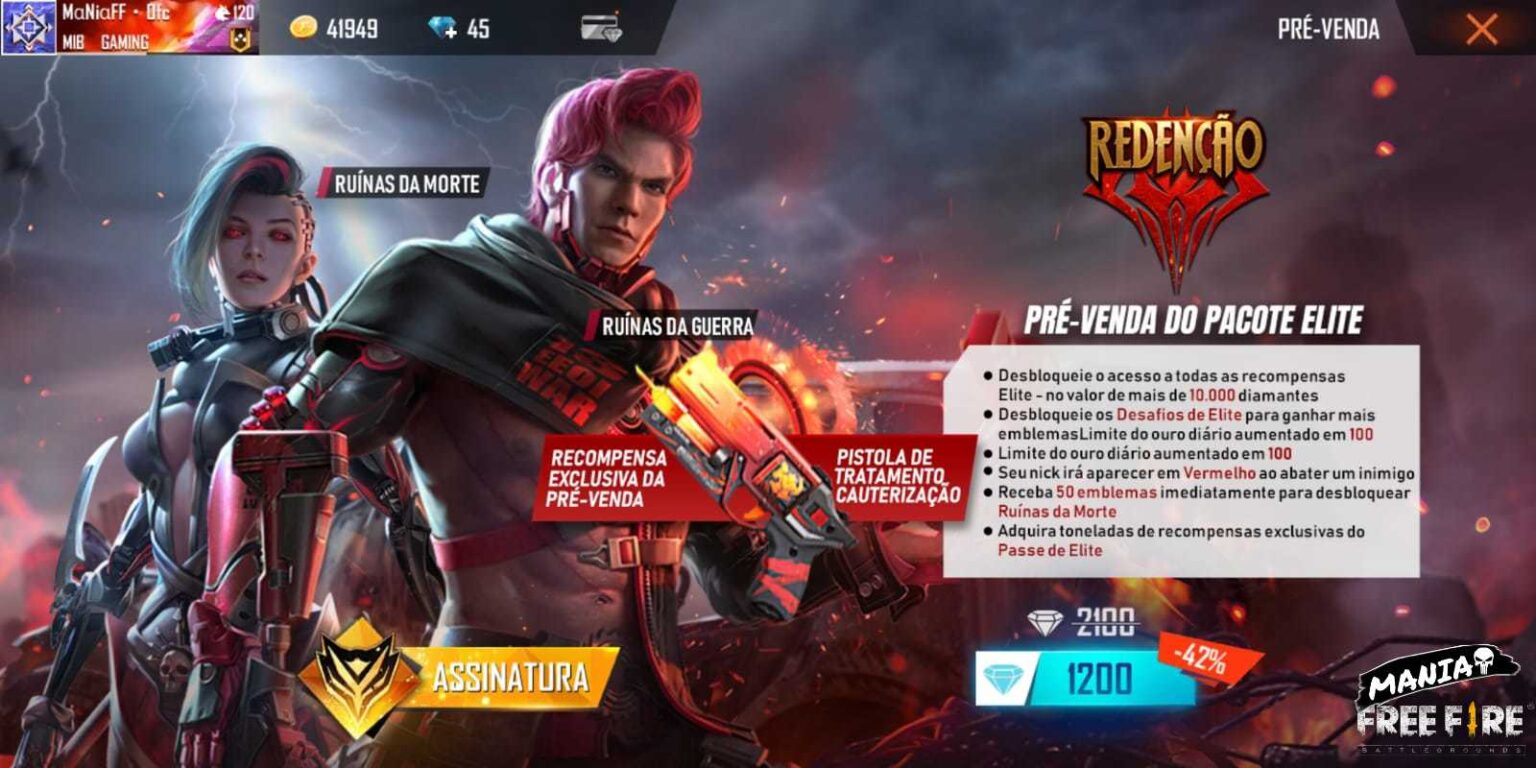 Redenção Pré Venda Passe De Elite Julho Mania Free Fire