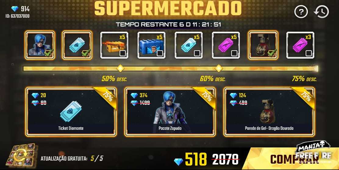 Supermercado 7.0: Veja todos os prêmios do Evento - Mania Free Fire