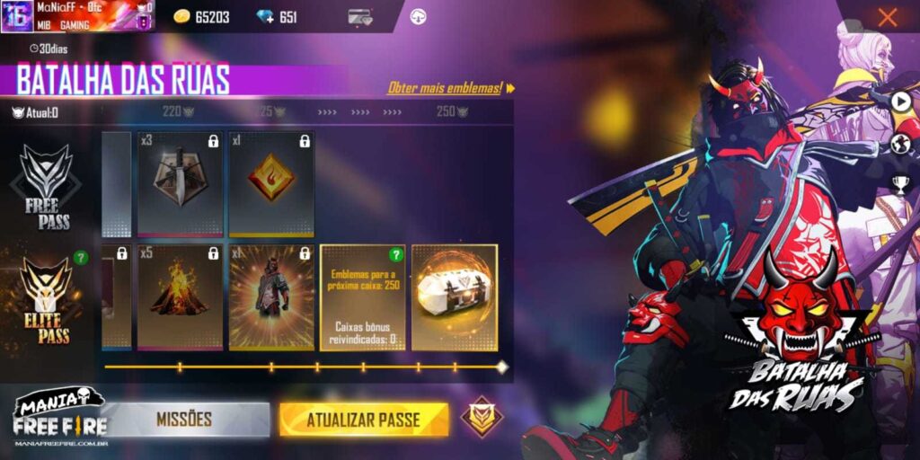 CODIGUIN FF: Códigos Free Fire do passe de elite Batalha das Ruas