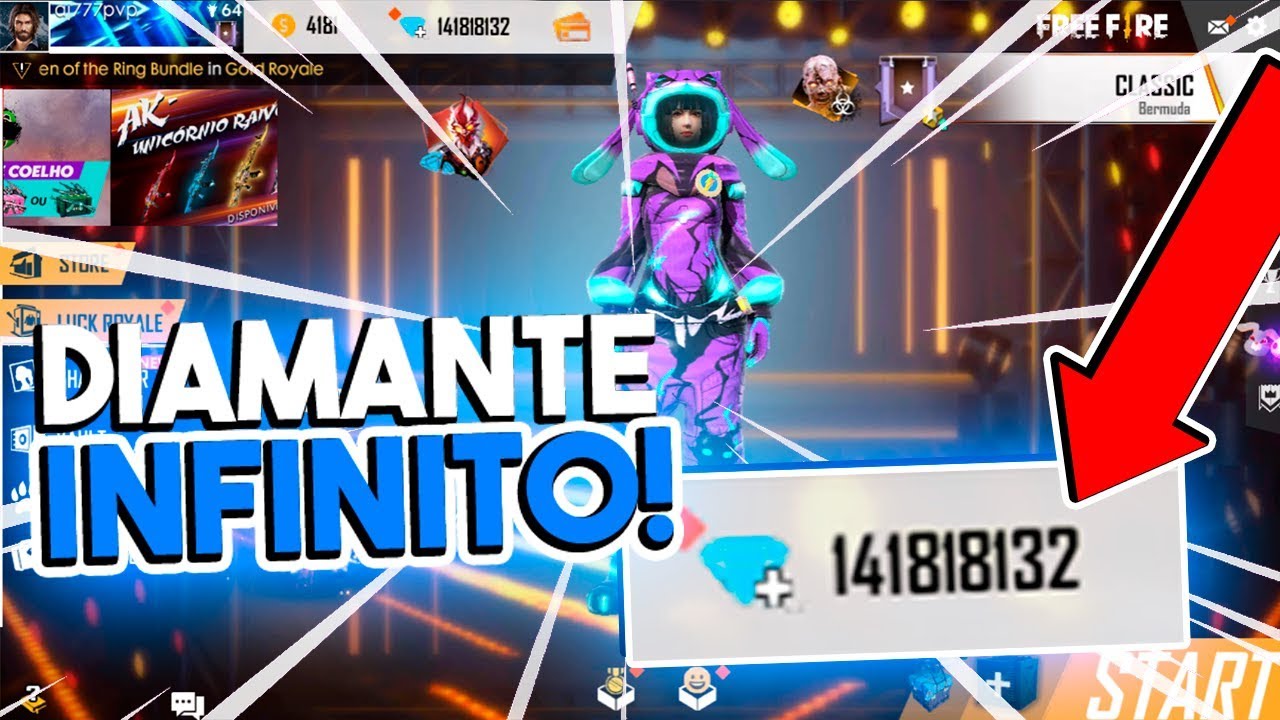 NOVO BUG DO DIAMANTE INFINITO FREE FIRE 2022 ATUALIZADO 