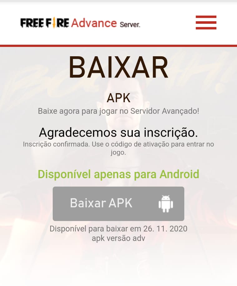 COMO CONSEGUIR O CÓDIGO É ENTRAR NO SERVIDOR AVANÇADO FREE FIRE