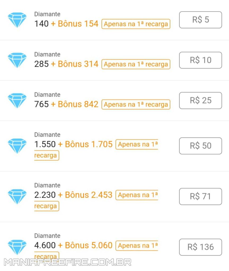 Free Fire: evento recarga de diamantes rende bônus de 110%, free fire