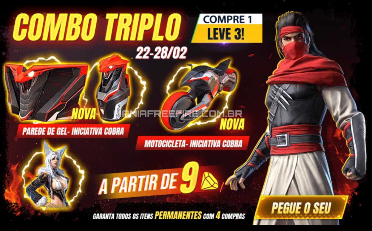 Free Fire: Evento de recarga Top Criminal tem parede de gel, moto