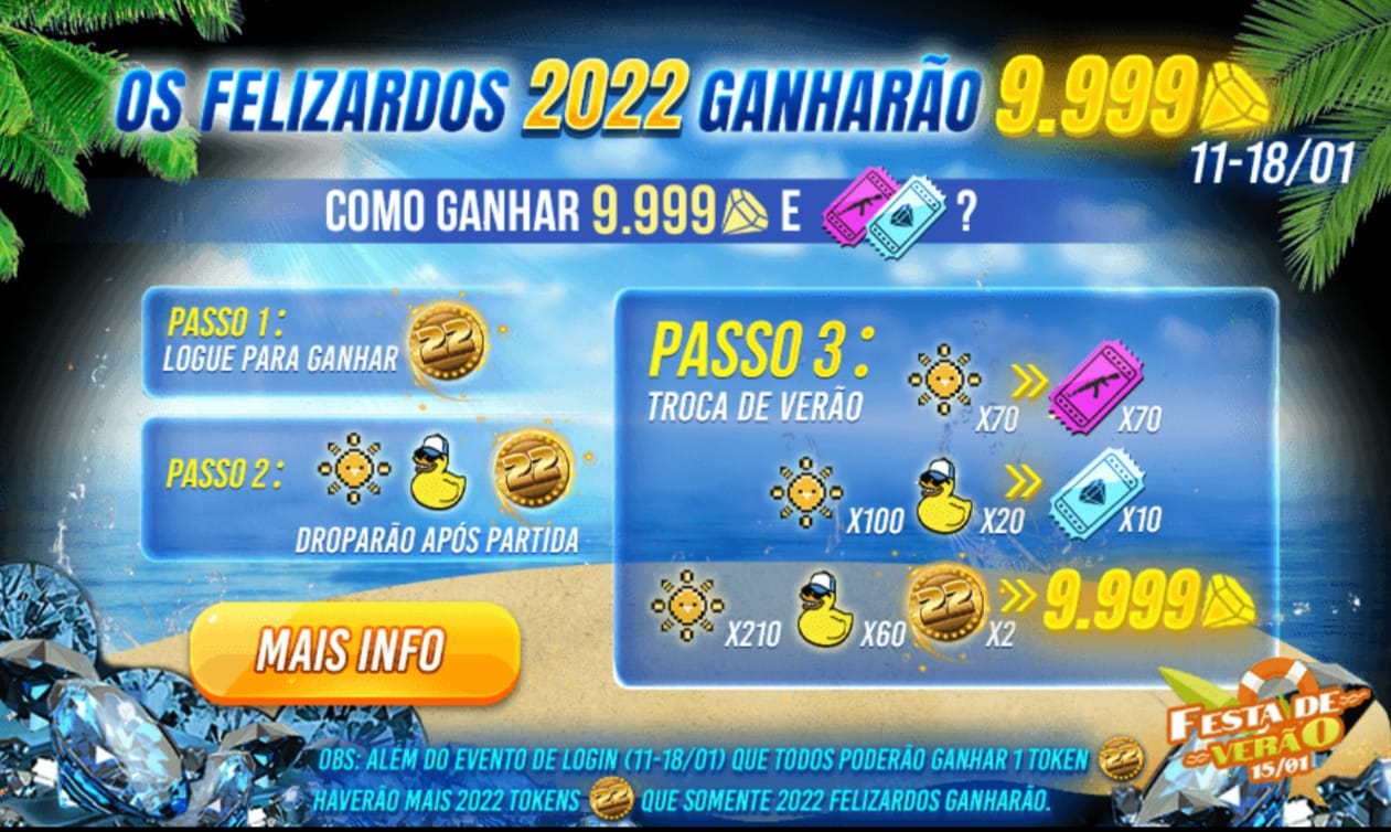 Free Fire - Evento Chamar de Volta - Como obter 19999 diamantes