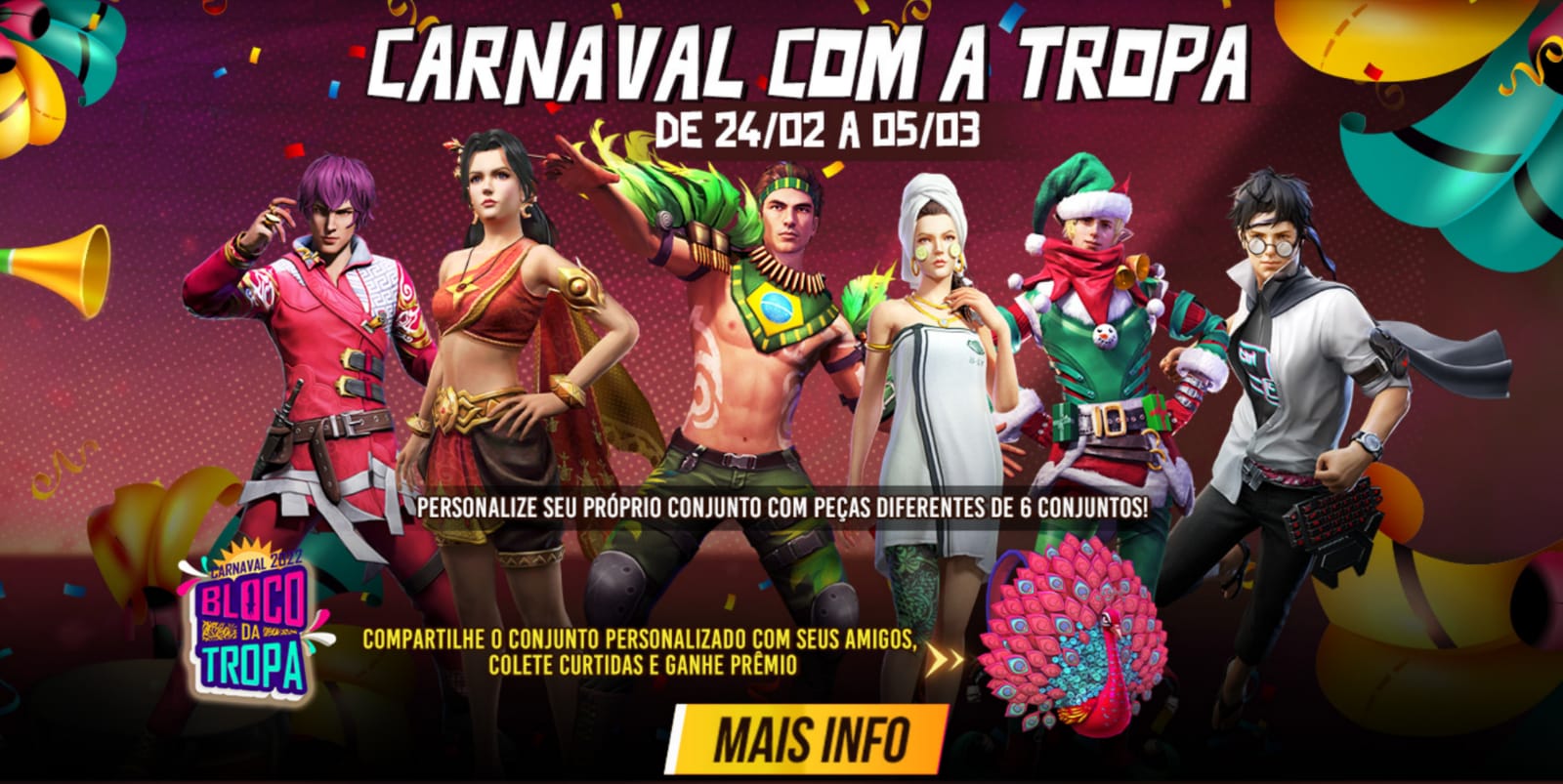 CODIGUIN FF: Novo Código Free Fire de Carnaval 2023 ativo