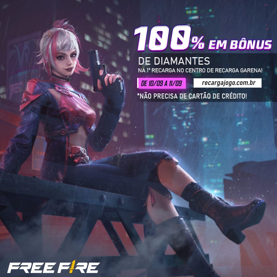 Free Fire - 1.060 Diamantes + 20% de Bônus