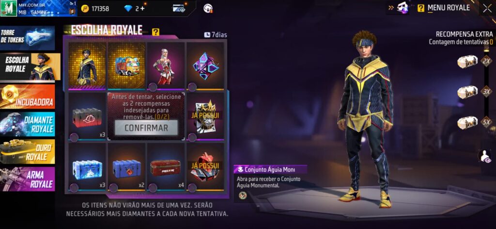 Escolha Royale Águia Monumental - Mania Free Fire (Reprodução Garena)